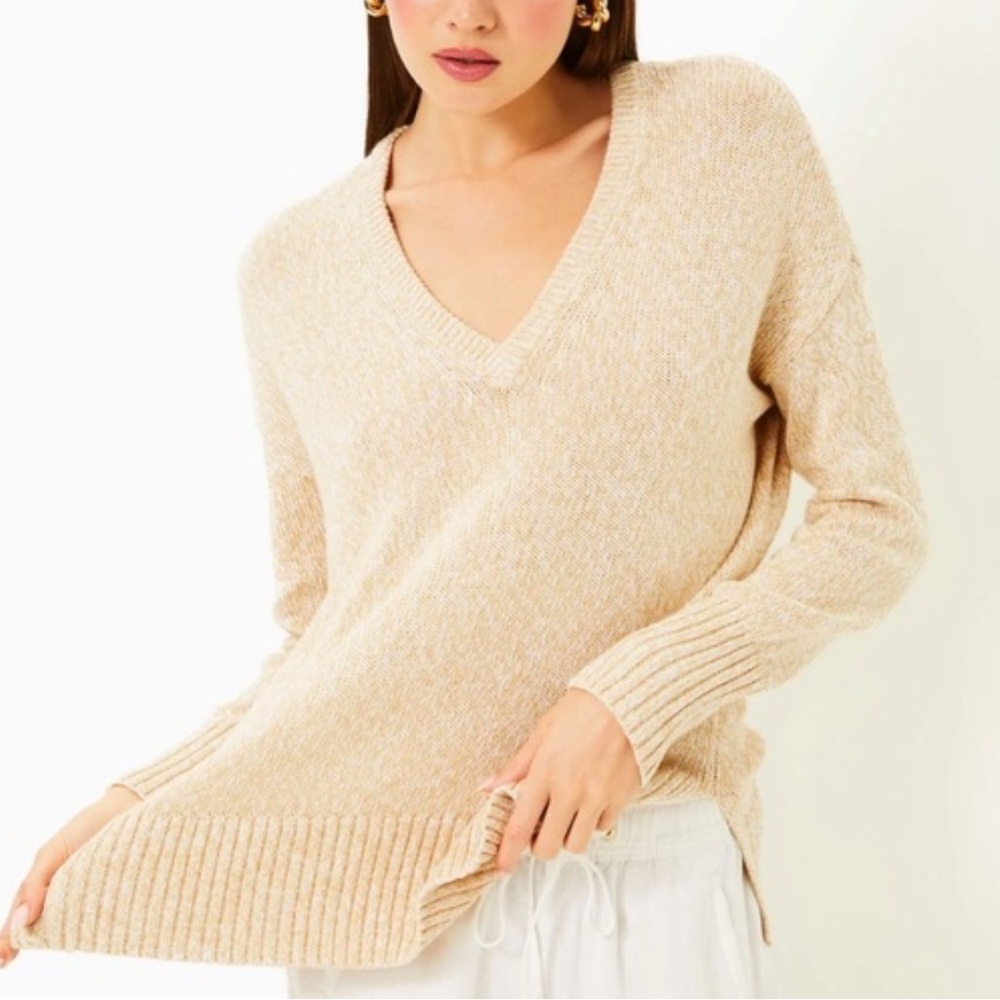 Lilly Pulitzer Bedford Sweater Wicker Tan Marled